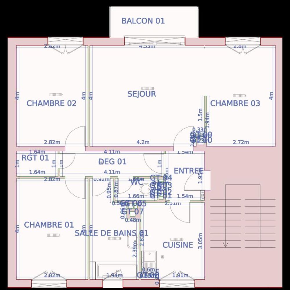 Location Appartement 45500022 - Appartement - F4 - Pfetterhouse (68480) Pfetterhouse