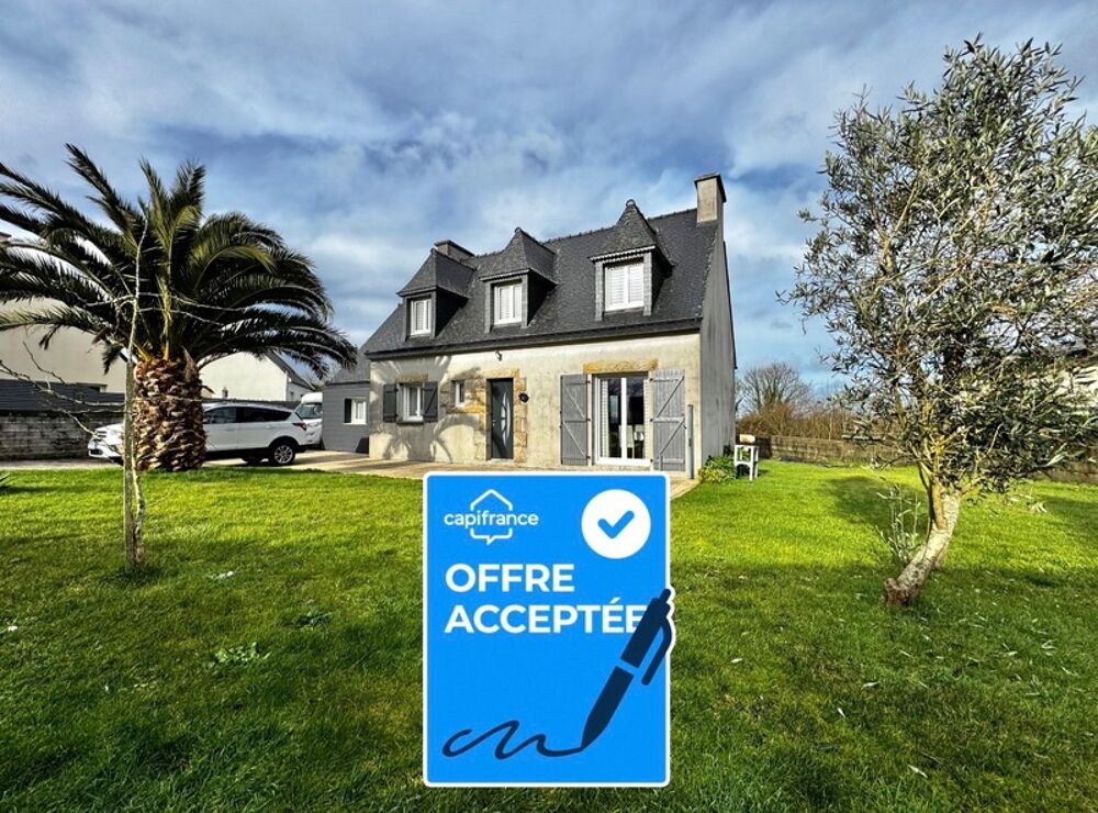 Maison familiale 137 m²  4 chambres  Grand garage  Terrain clos 903 m² TREGLONOU (29)