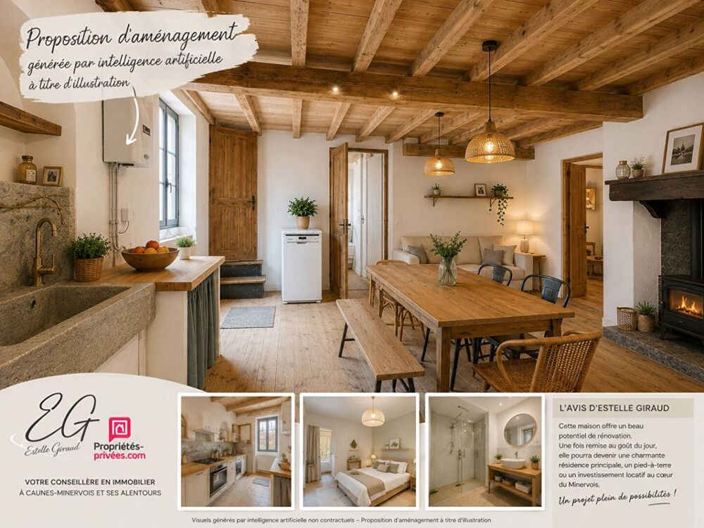 Maison Caunes Minervois à rénover : 2 chambres, atelier à rénover