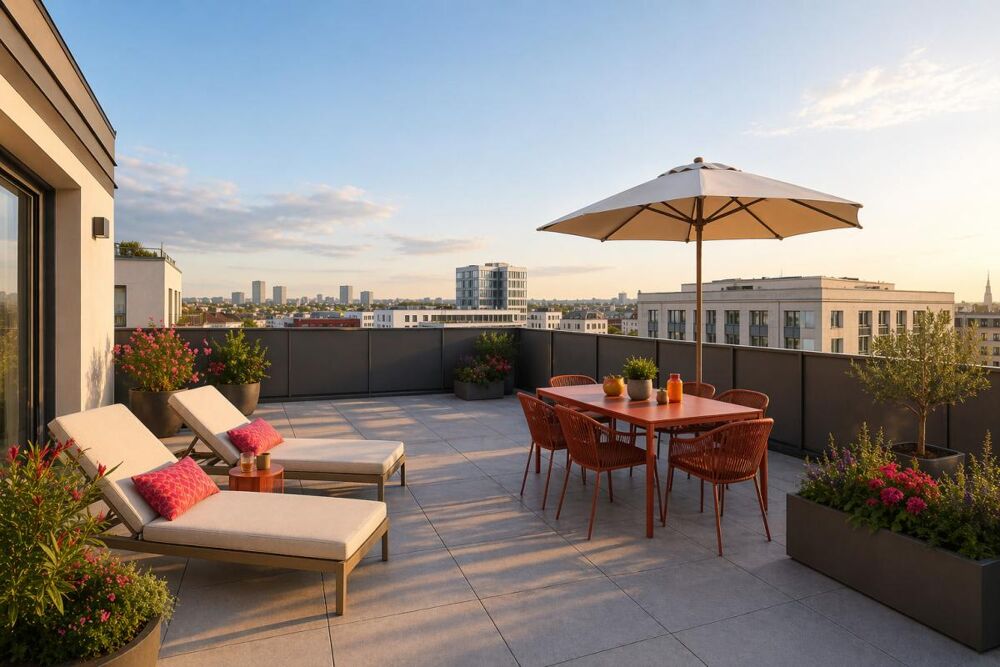 - T5 en DERNIER ETAGE avec GRANDE TERRASSE et PARKINGS, PROCHE TRANSPORTS -