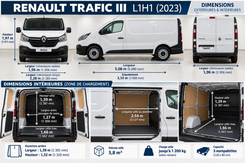 Trafic 1&deg; Main / 2L Dci 130cv Version CONFORT L1H1 CLIM/REGUL/T&eacute;L/R 2023 occasion 60430 Abbecourt