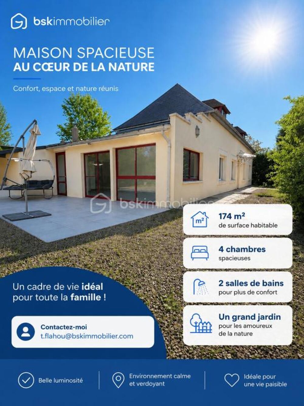 Coup de coeur campagne : maison + 4000 m² de terrain, à 15 min du Mans
