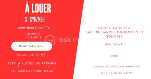 ?&Agrave; louer � Local commercial 75 m&sup2; � Saint-Cyr-sur-Mer 1840 83270 Saint cyr sur mer