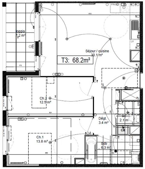  Appartement � louer 3 pi�ces 68 m�