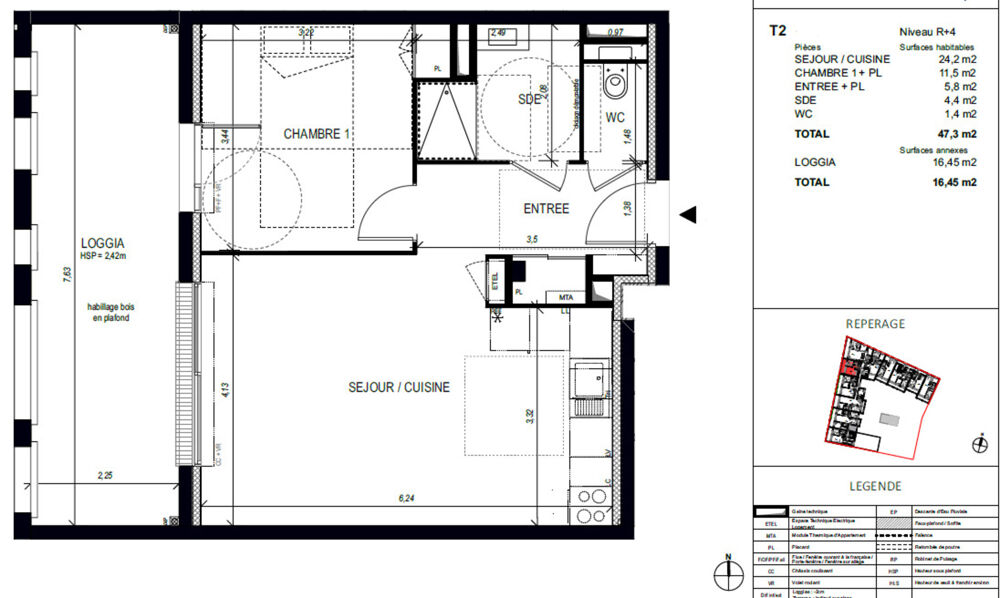 Location Appartement Appartement à louer 2 pièces BORDEAUX (33), neuf, place de parking, terrasse 16m² Bordeaux