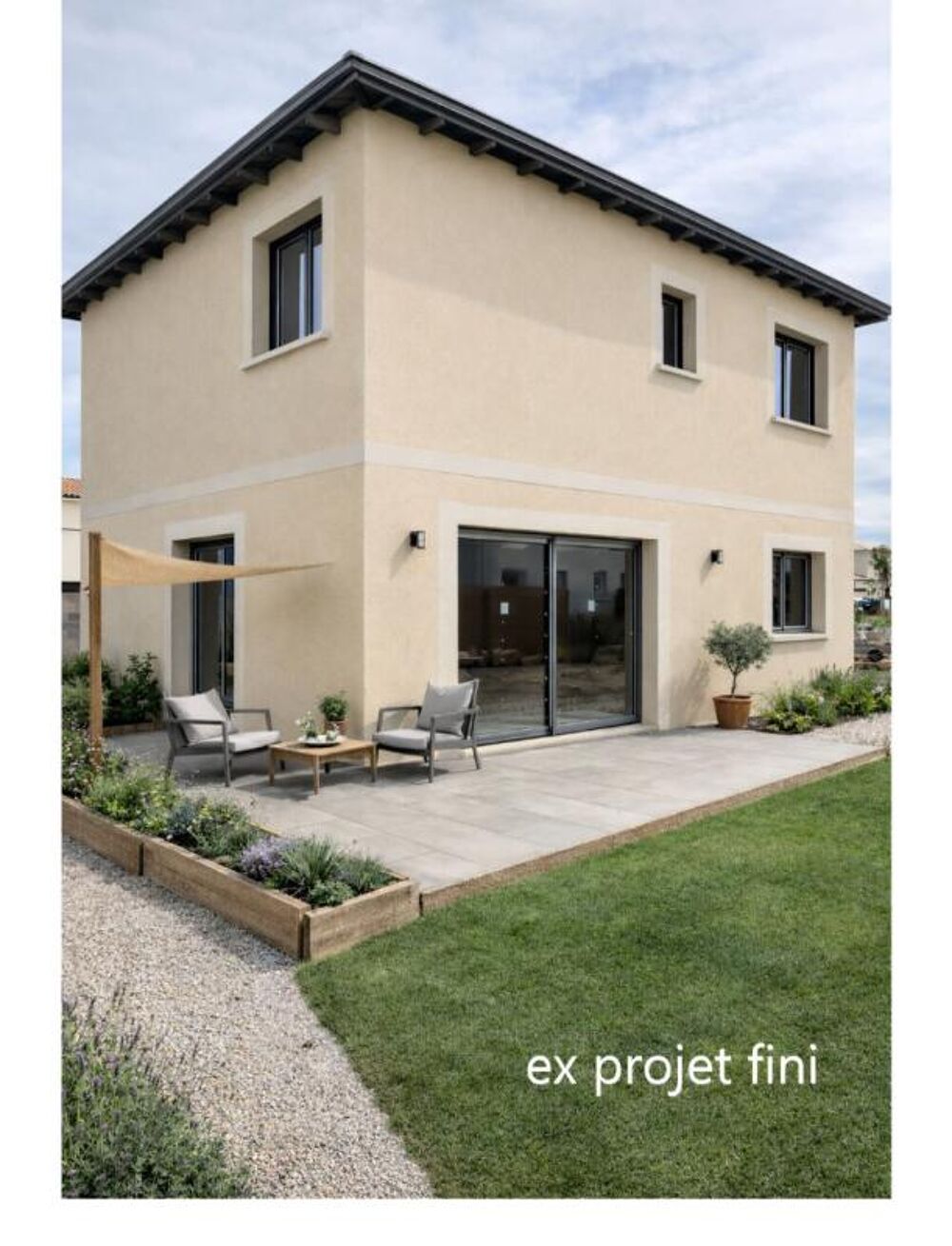 Vente Villa Maison  année 2025  r+1 de 109 m2 Habitable 4 chambres  avec garage ,terrasse, clôturé sur un terrain de 280 m² d angleilla Mont Montagnac