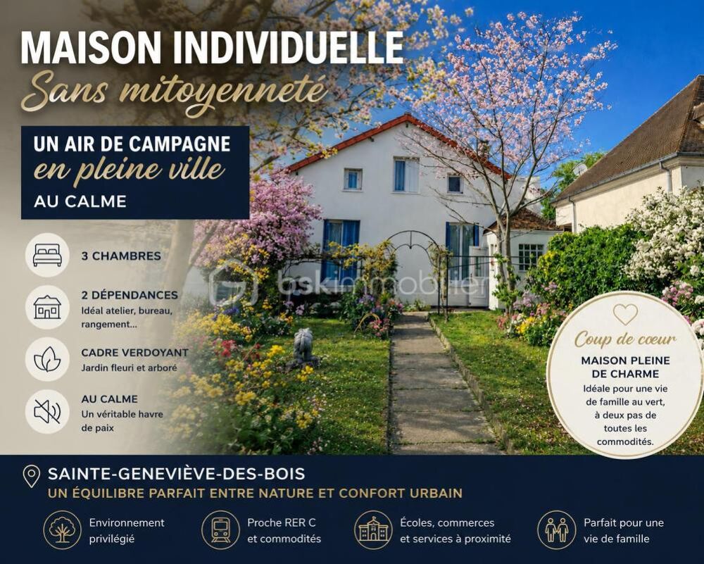 Vente Maison Maison sans travaux au calme quartier Mairie Sainte genevieve des bois