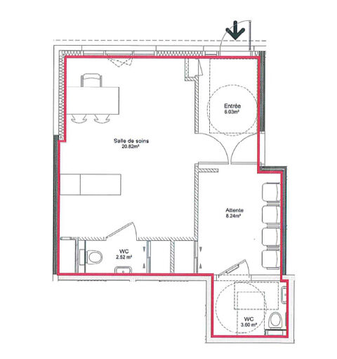 LUX - ESPACE DE SANTE - Local professionnel &agrave; louer 23.34m&sup2; 472 71100 Lux