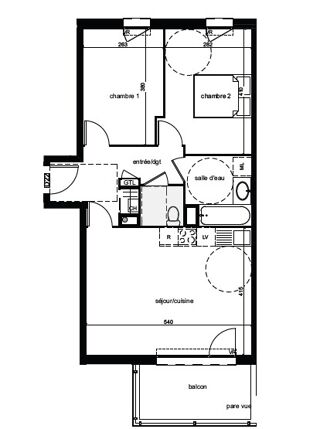  Appartement à louer 3 pièces 57 m²