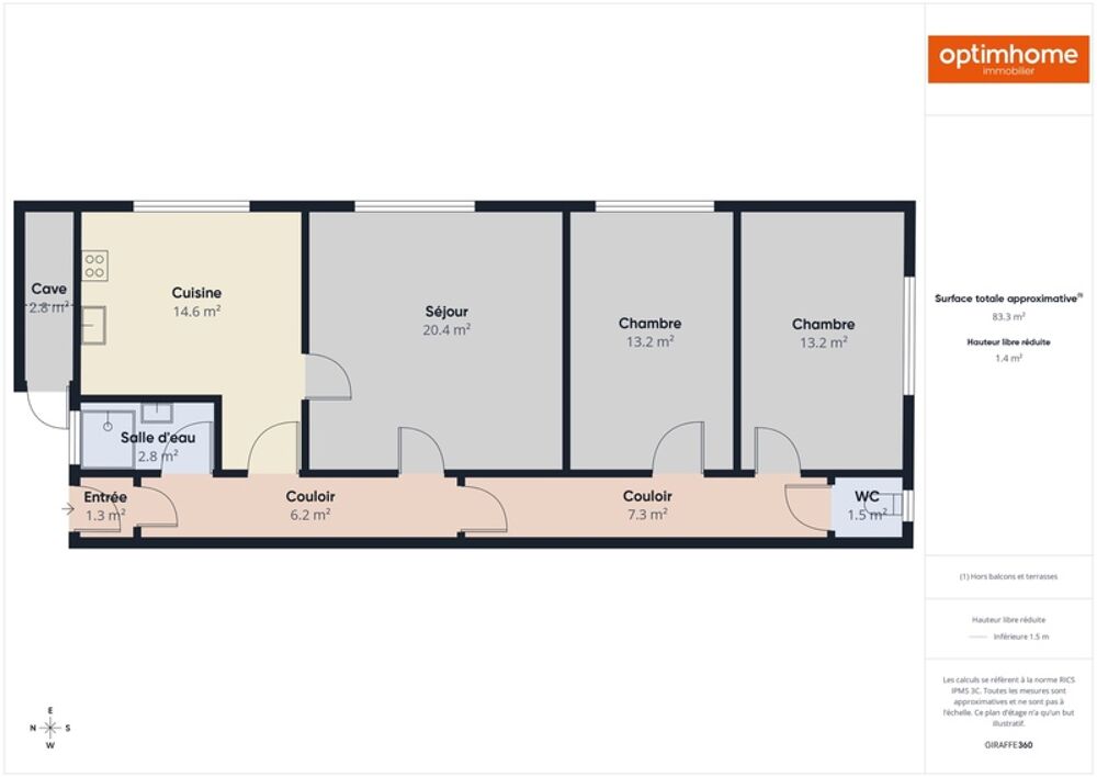 CHASSE SUR RHONE  APPARTEMENT T3 DE 80 M2 10 MIN GARE TER