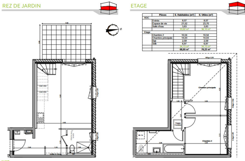 Vente Appartement Dpt Ain (01),  vendre TRAMOYES appartement T3 de 68 m - Terrain de 65m2 Tramoyes