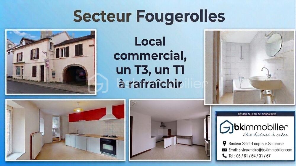 Vente Immeuble Maison  Fougerolles composée de : (un ancien local commercial , un T1 et un T3) Fougerolles
