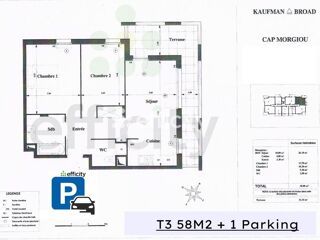  Appartement  vendre 3 pices 58 m