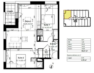 Vente Appartement appartement T3 neuf à vendre ROUEN (76), surface hab 60.21 m2 + loggia 4.78 m2 Rouen