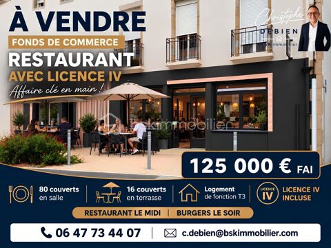 FONDS DE COMMERCE – RESTAURANT BURGERS – LICENCE IV – LOGEMENT DE FONCTION T3 – 125 000 € FAI 125000 85600 Montaigu vendee