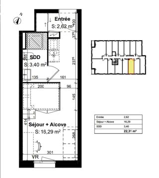 Vente Appartement appartement studio neuf à vendre ROUEN (76) surface habitable 22.31 m2 Rouen