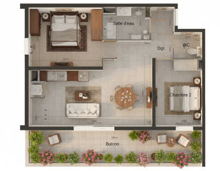  Appartement � vendre 3 pi�ces 59 m�