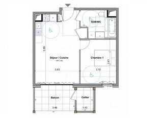  Appartement à vendre 2 pièces 41 m²