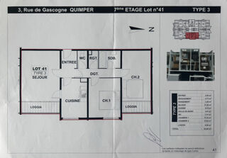  Appartement  vendre 3 pices 63 m