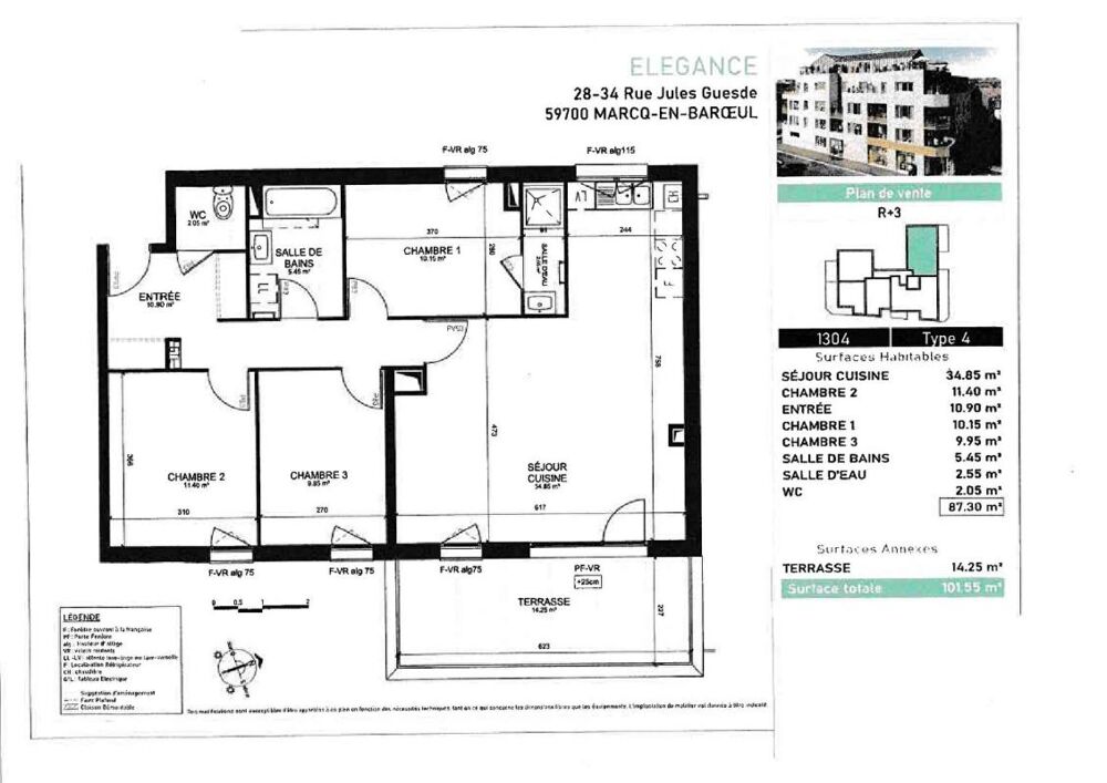Vente Appartement Marcq en Baroeul appartement 3 chambres Marcq en baroeul