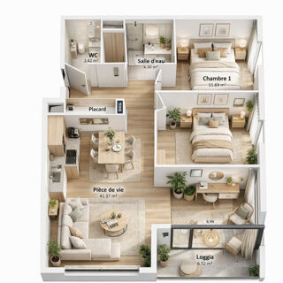  Appartement � vendre 3 pi�ces 69 m�