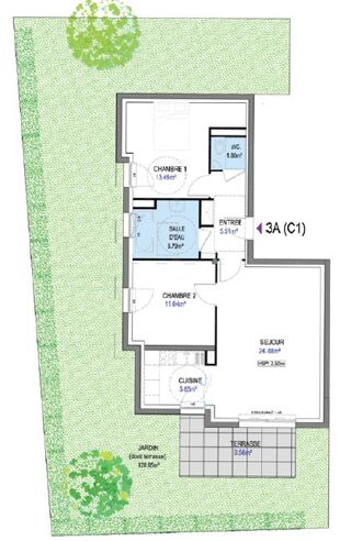  Appartement à louer 3 pièces 68 m²