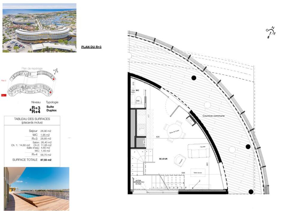 Vente Appartement CAP D'AGDE. DUPLEX DE STANDING 87 M². ROOFTOP RÉSIDENT ET VUE PANORAMIQUE PORT ET MER Le cap d agde