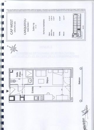  Appartement � vendre 1 pi�ce 27 m�