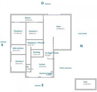  Appartement  vendre 4 pices 74 m