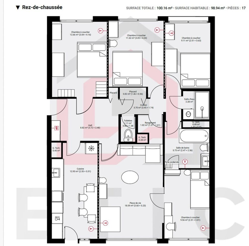 Appartement 5 pièces 100 m² · à Lyon 5 · 100 m² · 280 000 €
