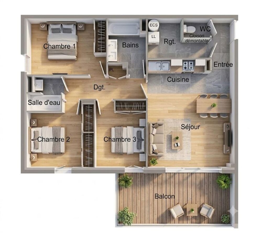 Vente Appartement Valras-Plage. T4 en Dernier Étage avec Grande Terrasse Plein Sud à 900m de la Plage Valras plage