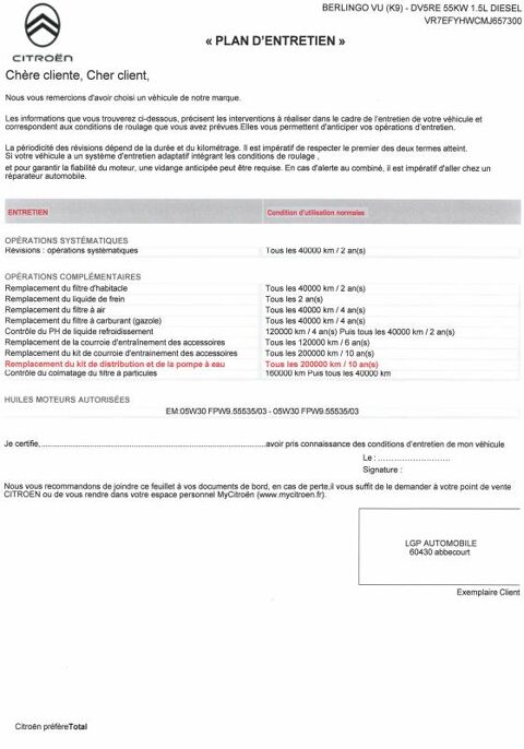 Berlingo 1&deg; Main / 1.5l B HDI 75cv Version Club CLIM/T&eacute;l/R&eacute;gul/Limit 2021 occasion 60430 Abbecourt