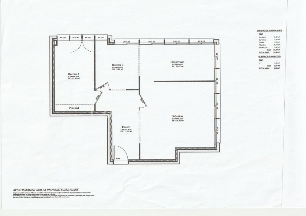   Local professionnel 75 m² + showroom – 99 000 € Saint martin le vinoux