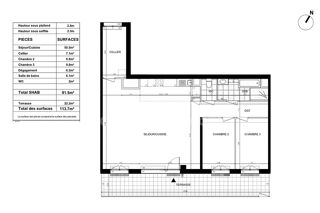  Appartement  vendre 3 pices 100 m