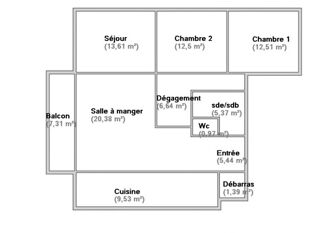  Appartement  vendre 4 pices 92 m
