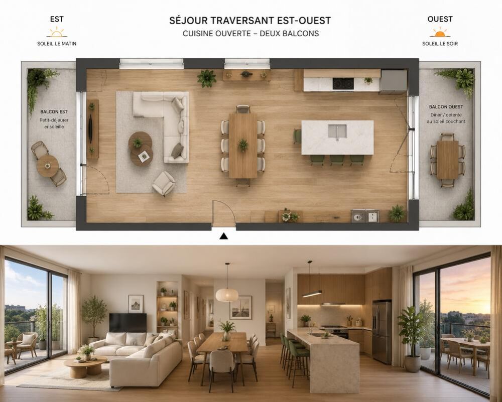 Vente Appartement T3 Confort Traversant EST/OUEST ! Cenon