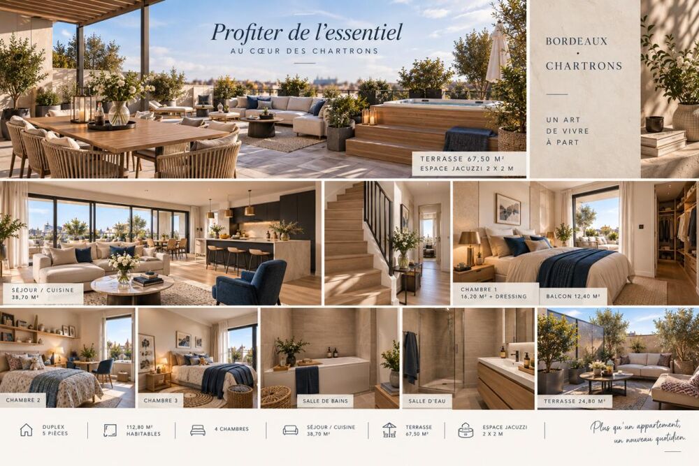 Vente Appartement L'exception aux Chartrons : un duplex T5 de 112 m² avec terrasse XXL Bordeaux