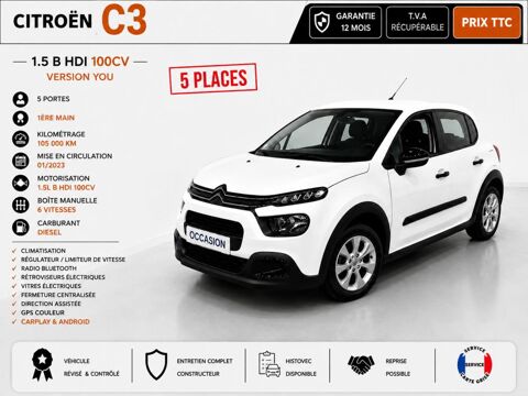 C3 1.5l B HDI 100cv Pack YOU GPS/CLIM idem 208, fiesta, clio .. 2023 occasion 60430 Abbecourt