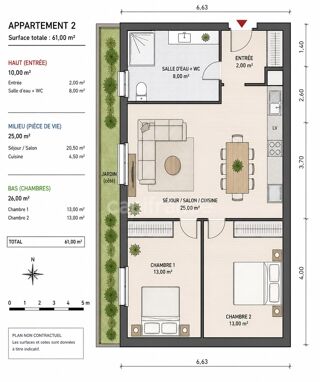 Appartement à vendre 3 pièces 61 m²