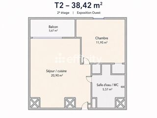  Appartement à vendre 2 pièces 38 m²