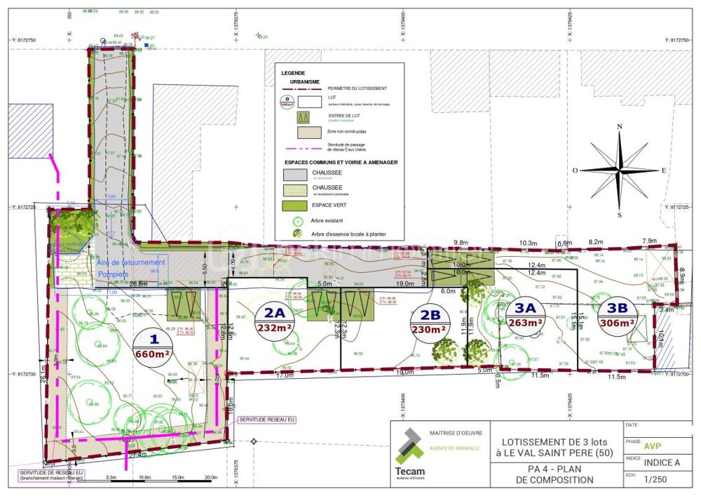 Vente Terrain ?  PRODUIT RARE SUR LE SECTEUR -  TERRAIN ± 306 m² VIABILISÉ ET LIBRE DE CONSTRUCTEUR AU VAL-SAINT-PÈRE Le val saint pere