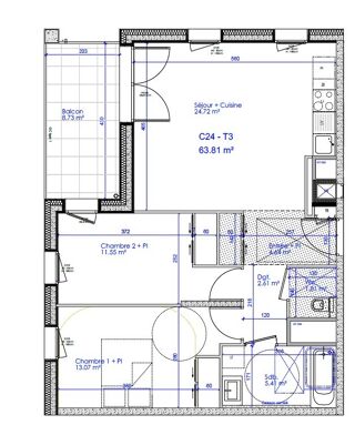  Appartement � louer 3 pi�ces 63 m�