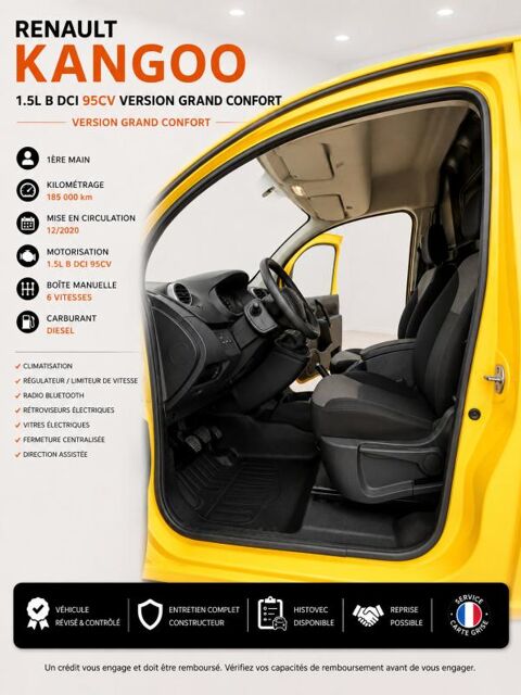 Kangoo Express 1&deg; Main / 1.5L B DCI 95cv de 2021 version GRAND CONFORT CLIM 2021 occasion 60430 Abbecourt