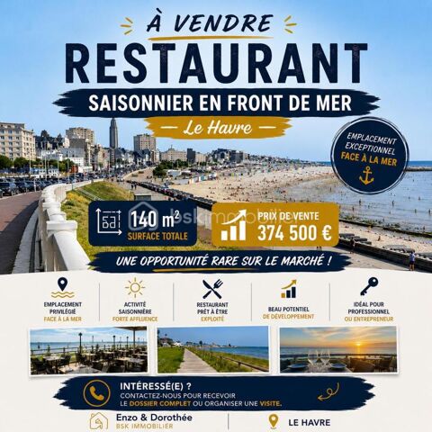 RESTAURANT FRONT DE MER – LICENCE IV – LE HAVRE 374500 76600 Le havre