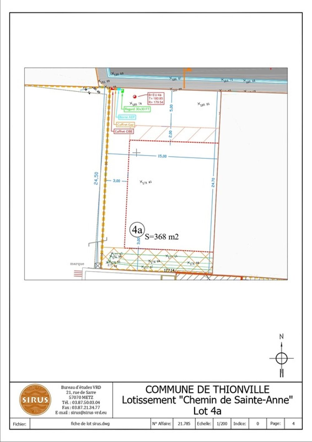 Vente Terrain Lot 4a Lotissement Chemin de Sainte Anne THIONVILLE Thionville
