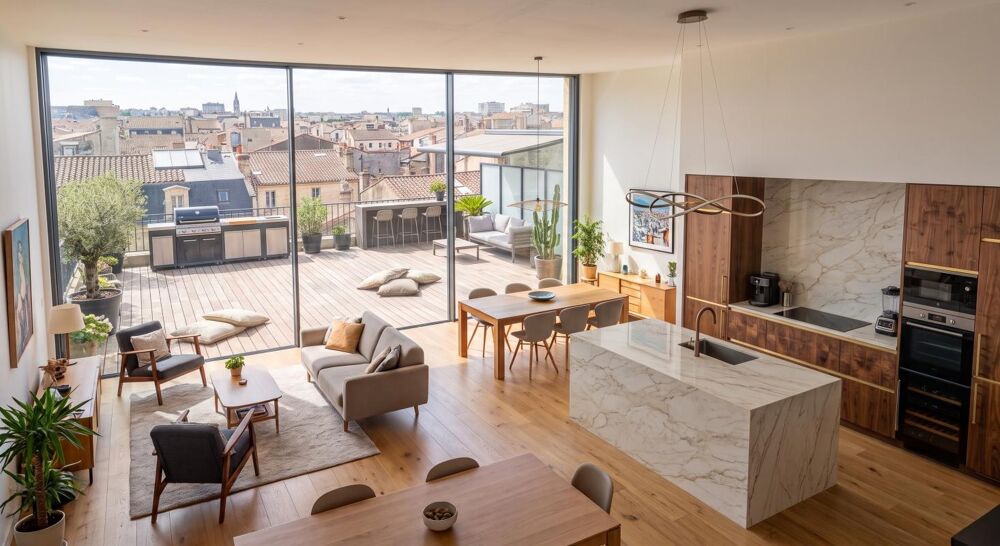 AUX CHARTRONS ***Magnifique appartement avec ASCENSEUR PRIVATIF, GARAGE et TERRASSE DE 56 m2 DERNIER ETAGE sans vis à vis !!!***
