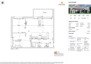 Vente Appartement Ay-sur-Moselle – T2bis de 62 m² avec terrasse, cave et stationnement en sous-sol Ay sur moselle