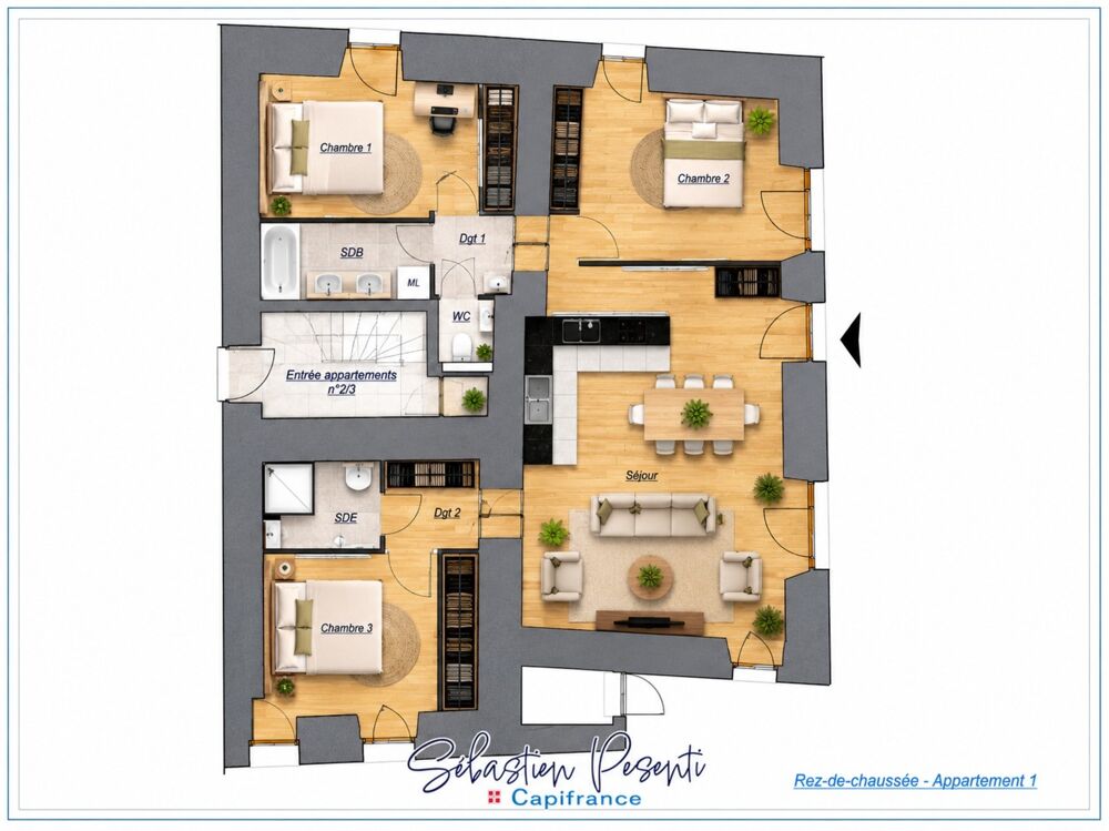 SÉVRIER  T4 RÉNOVÉ  3 CHAMBRES