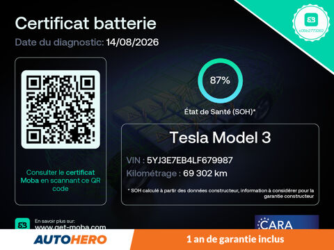 Model 3 Long Range Dual Motor AWD 75 kWh 441 ch 2020 occasion 92130 Issy-les-Moulineaux