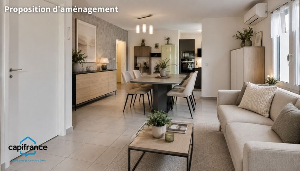 Cazedarnes  Maison plain-pied T3, 68 m² habitables + garage, jardin arboré